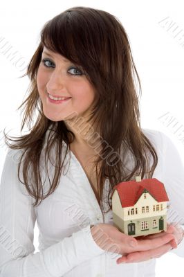 Business woman advertises real estate