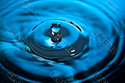 closeup of a water splash in blue tones