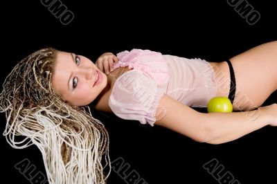 Portrait girl with apple