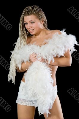 naked girl on  black