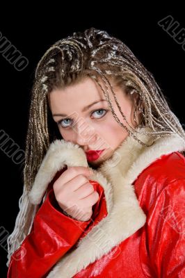 Sexy girl in red blouse