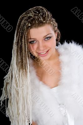 Portrait  girl on black