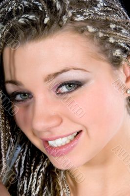 Portrait  girl on black