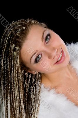 Portrait  girl on black