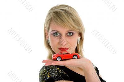 Business woman advertises  the cars