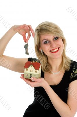 Business woman advertises real estate