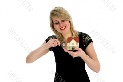 Business woman advertises real estate