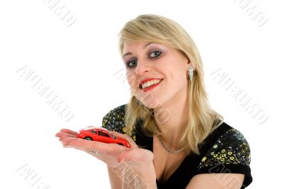 Business woman advertises  the cars
