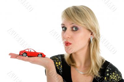 Business woman advertises  the cars