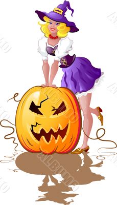 Halloween girl whith pumpkin