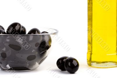 bowl of black olives and oil
