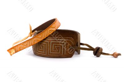 two leather bracelets