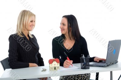 Business women advertises real estat