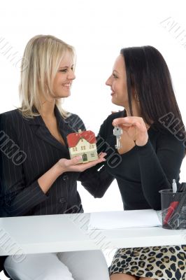 Business women advertises real estat