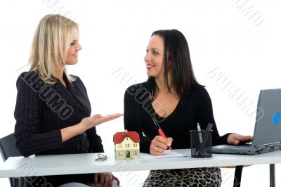 Business women advertises real estat
