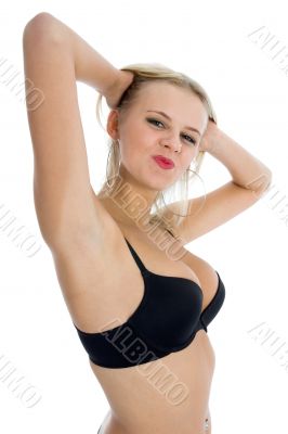 portrait of the blonde with blue eye