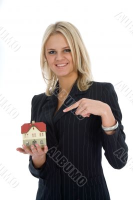 Business women advertises real estat