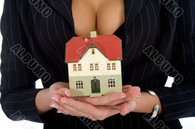 Business woman advertises real estate