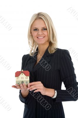 Business woman advertises real estate
