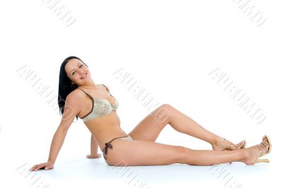 portrait of the brunette with blue eye