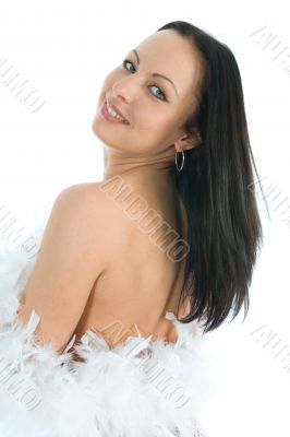 portrait of the brunette with blue eye