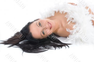 portrait of the brunette with blue eye