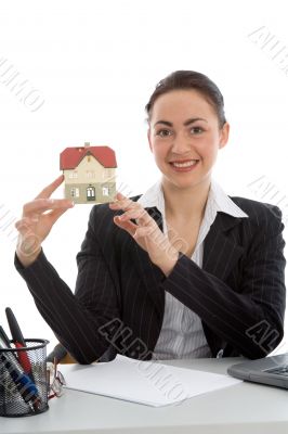 Business woman advertises real estate