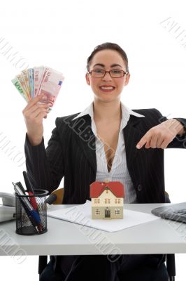 Business woman advertises real estate