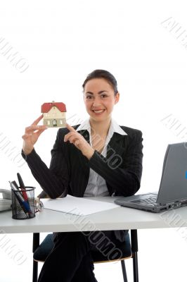 Business woman advertises real estate