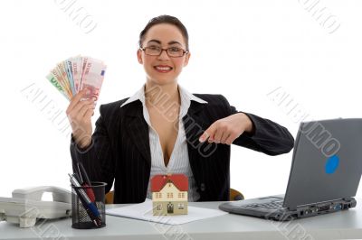 Business woman advertises real estate