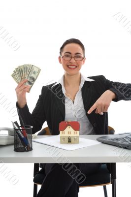 Business woman advertises real estate