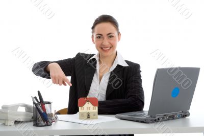 Business woman advertises real estate