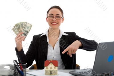 Business woman advertises real estate