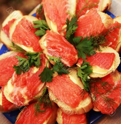 Sandwiches with a trout