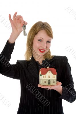 Business woman advertises real estate