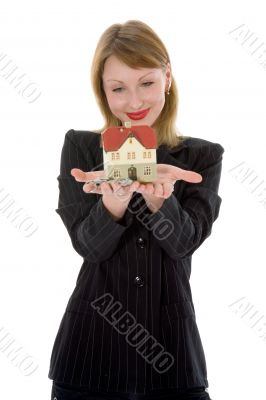 Business woman advertises real estate