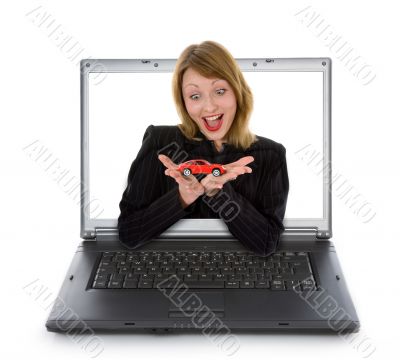 Business woman advertises  the cars