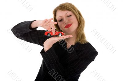 Business woman advertises  the cars
