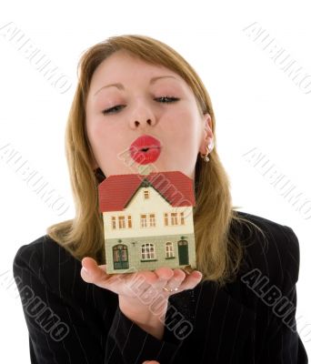 Business woman advertises real estate