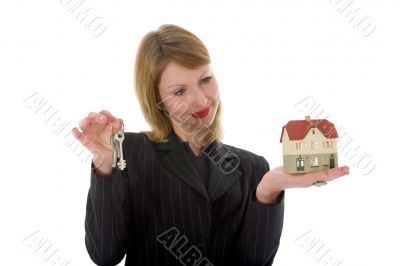 Business woman advertises real estate