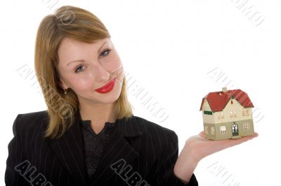 Business woman advertises real estate