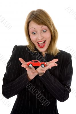 Business woman advertises  the cars
