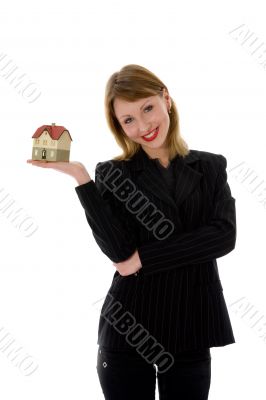 Business woman advertises real estate
