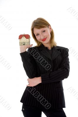 Business woman advertises real estate