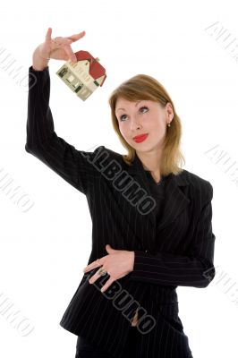 Business woman advertises real estate