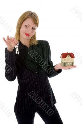 Business woman advertises real estate