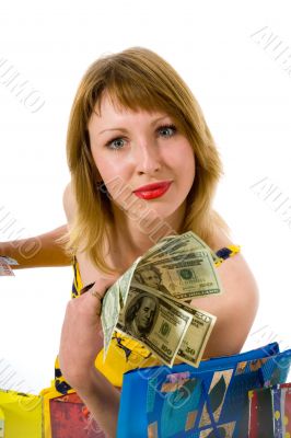 expressive woman shopping