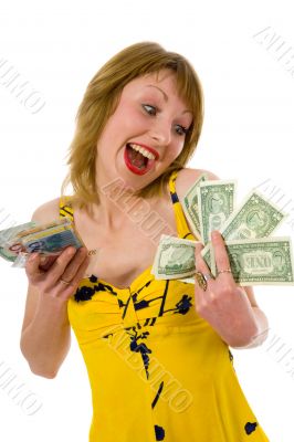 expressive woman shopping