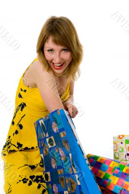 expressive woman shopping