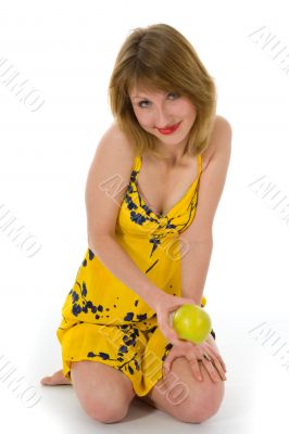 expressive woman with aple